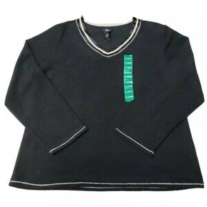 Aria Collection Women's 1-Piece Stretch Microfleece Pajama Top, Black, XL
